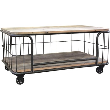 Table basse verre grosses roues