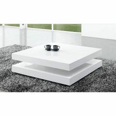 Table basse design vegas laqué blanc