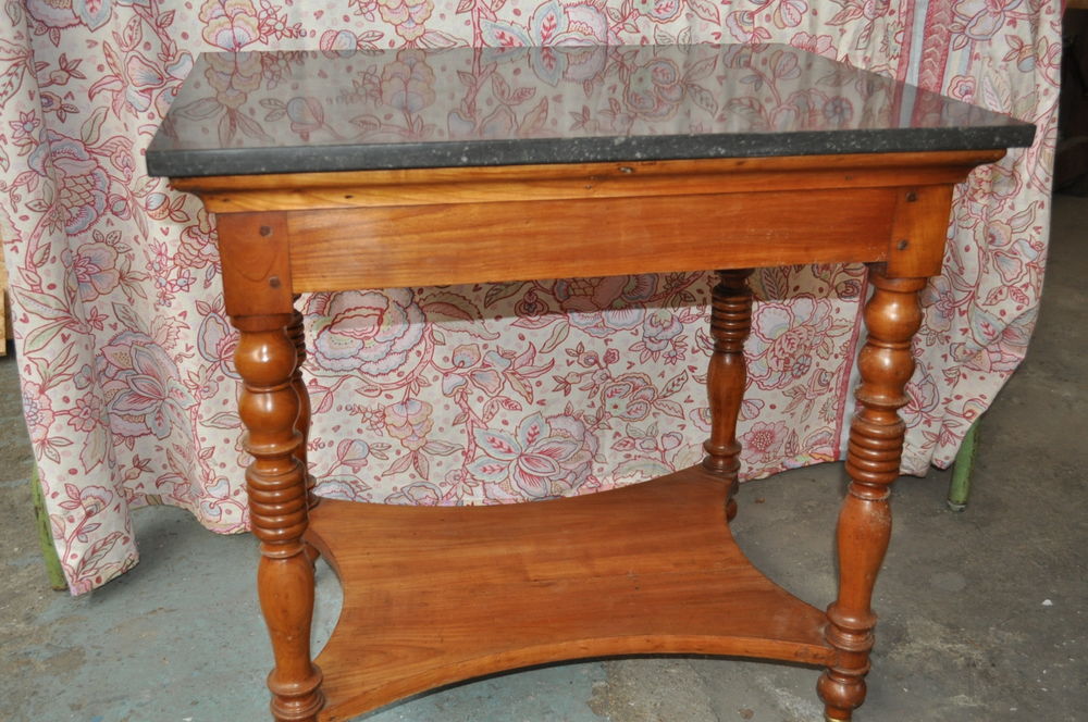 Table basse merisier plateau marbre