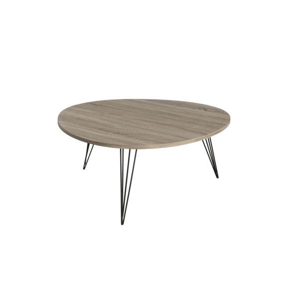 Table basse ronde bois pied metal