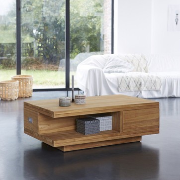 Table basse relevable teck