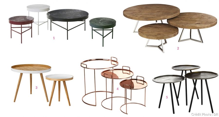 Petite table basse gigogne ronde