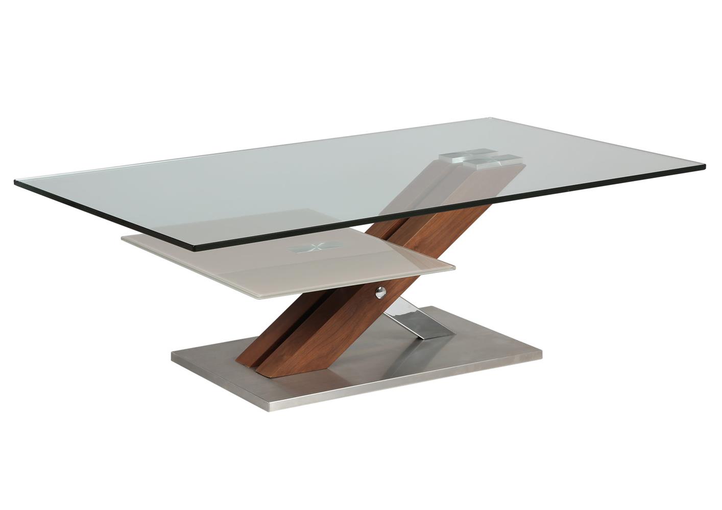 Table basse en verre pied inox - Mobilier design, décoration d'intérieur