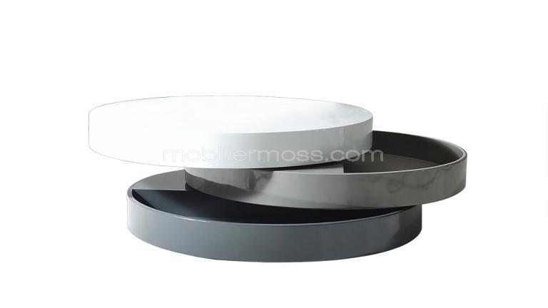 Table basse ronde grise et blanche