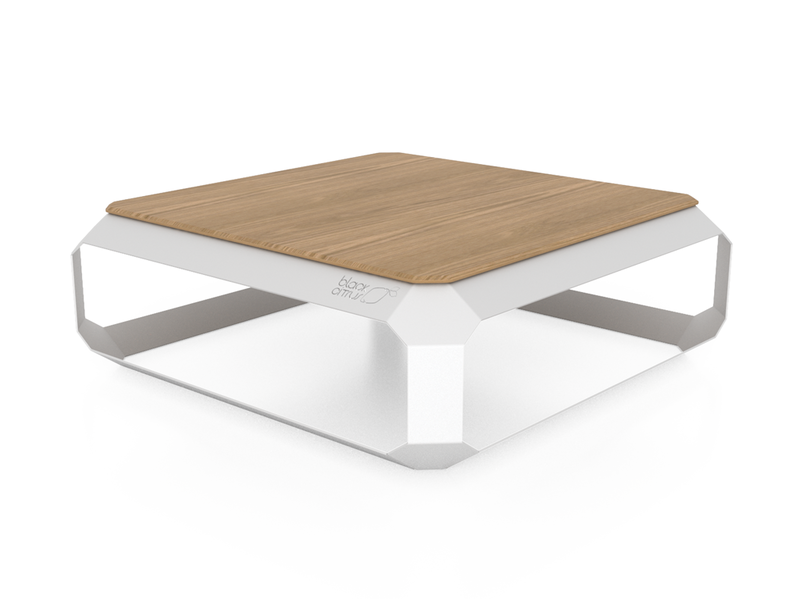 Table basse inox et bois