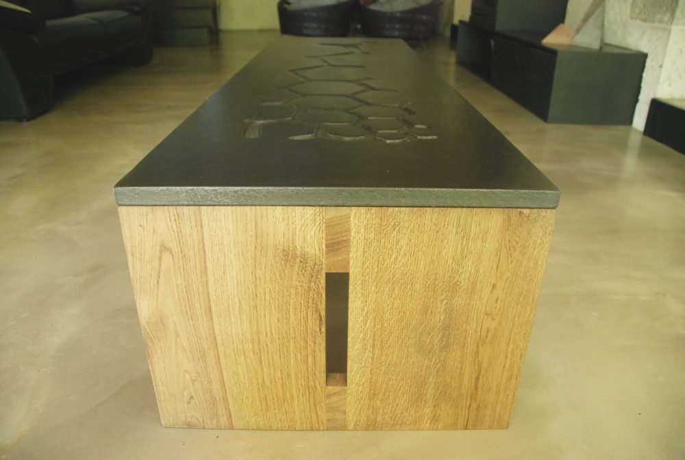 Table basse beton bois