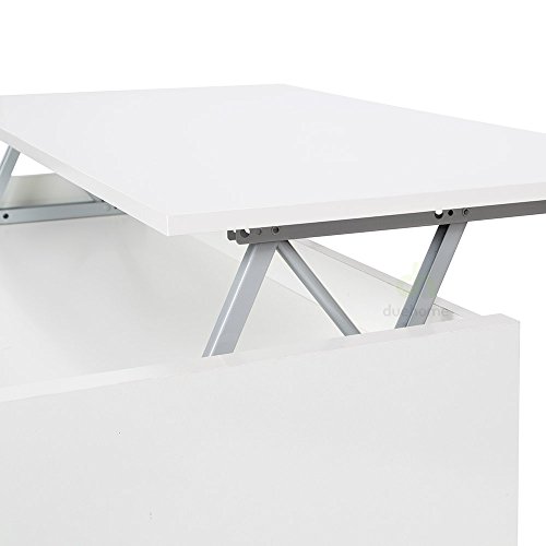 Due-home table basse blanc brillant avec plateau relevable