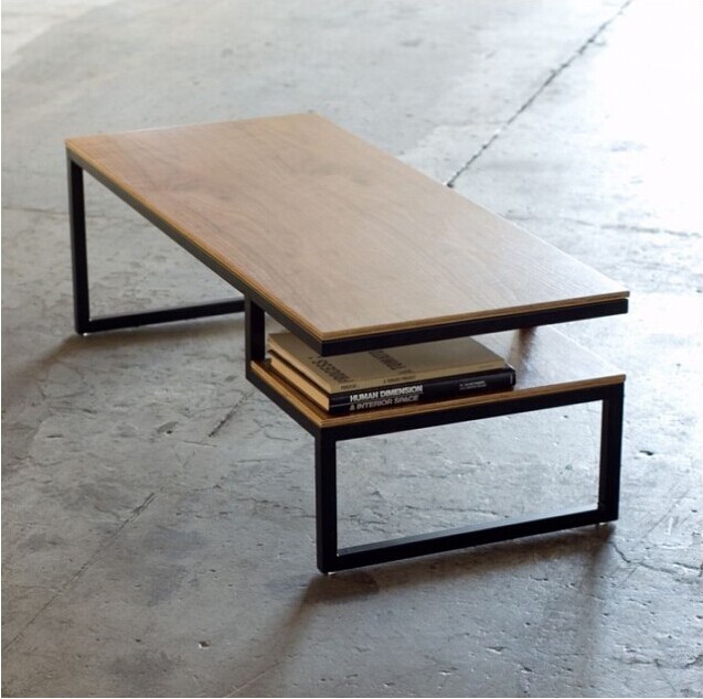 Table basse bois et fer noir