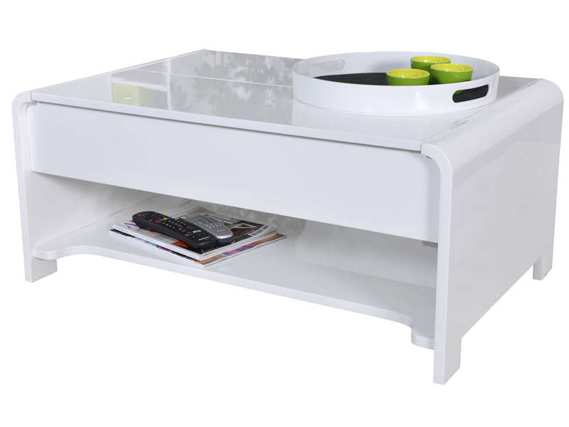 Table basse rectangulaire avec plateau relevable duna coloris noir