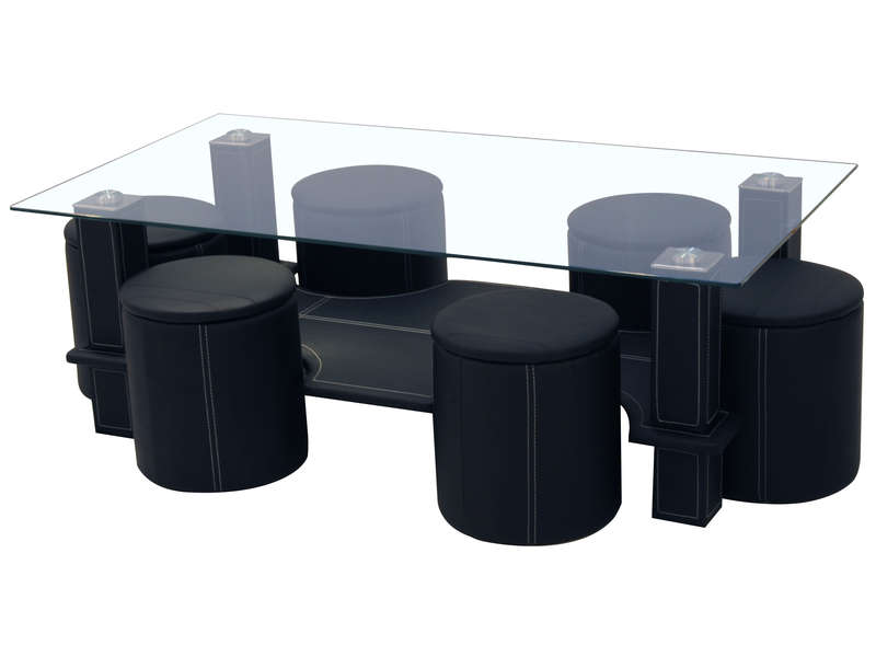 Table basse en forme de s avec pouf