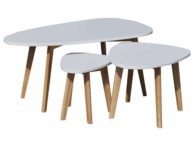 Table basse blanche et bois conforama