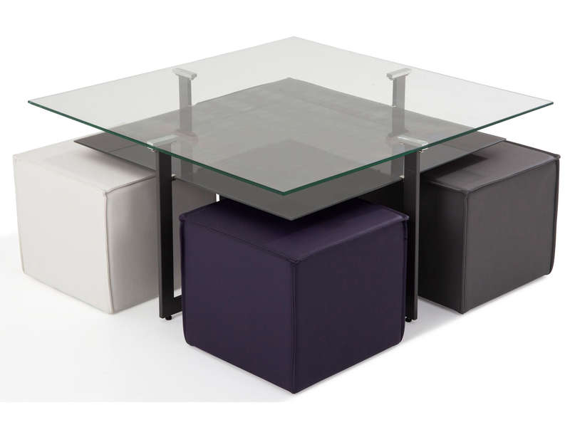 Table basse avec poufs integres pas cher