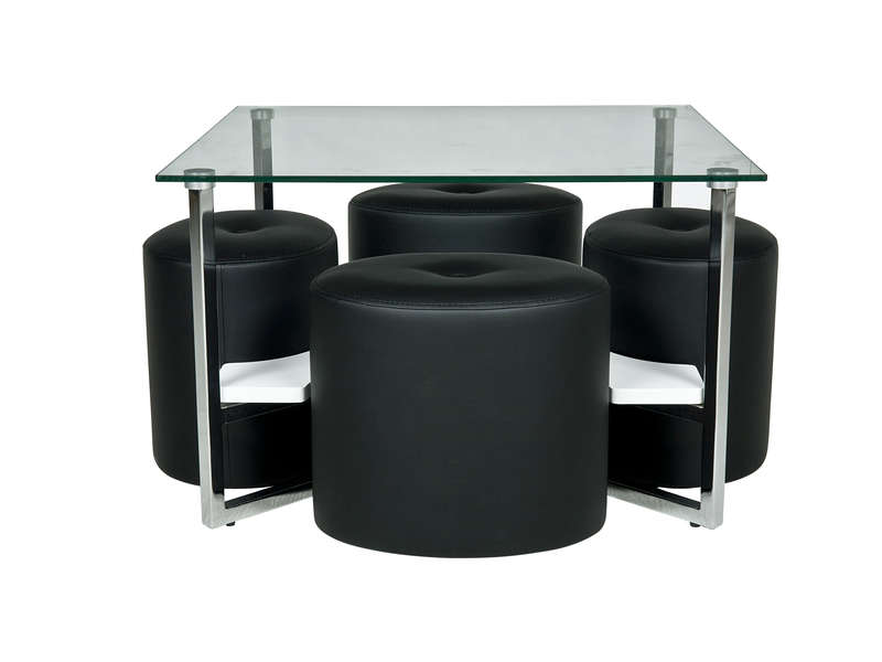 Table basse en verre pouf