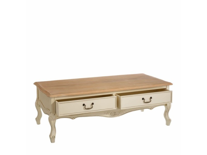 Table basse bois creme