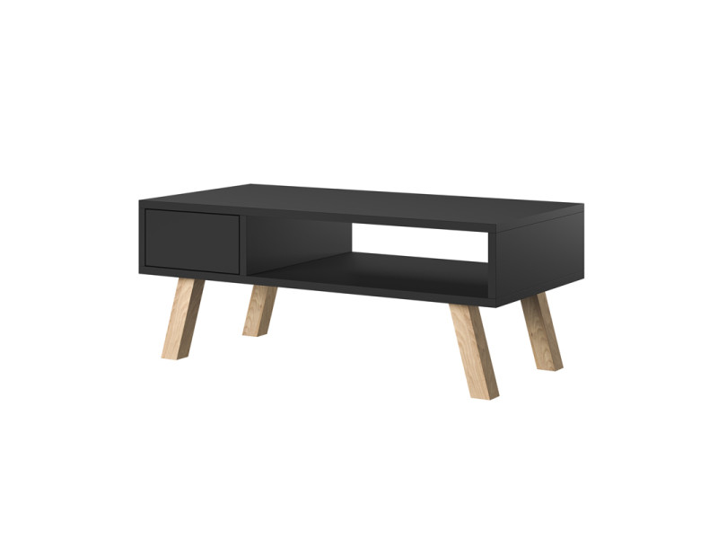 Table basse bois et métal noir