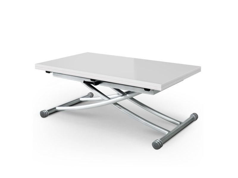 Table basse relevable blanc laqué conforama