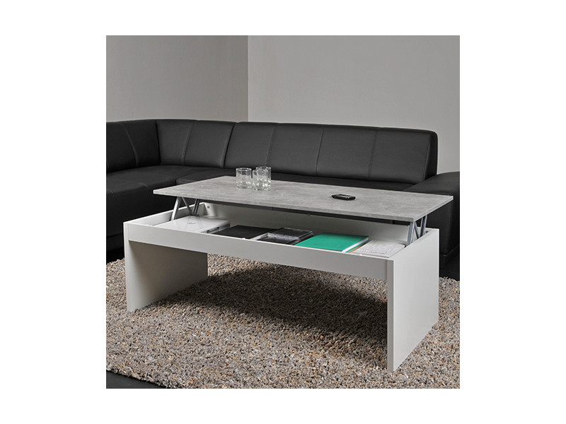 Darwin table basse plateau relevable blanc 120x60