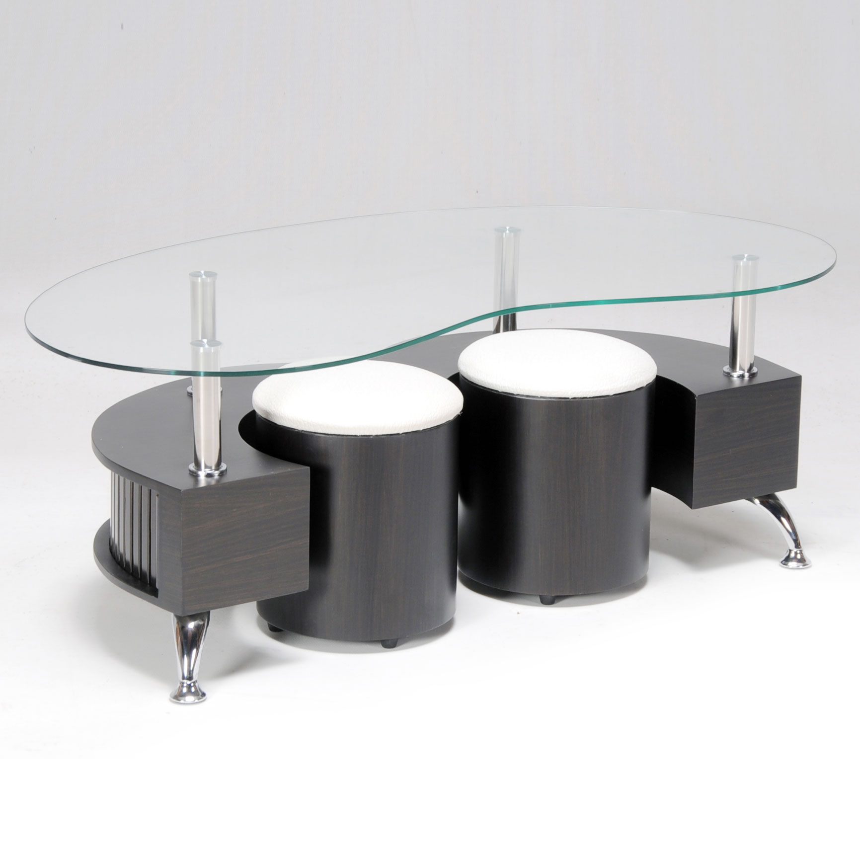 Table basse avec pouf noir