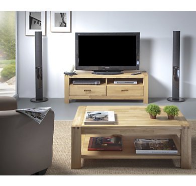Ensemble table basse meuble tv bois