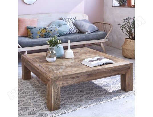 Table basse teck bois dessus bois dessous