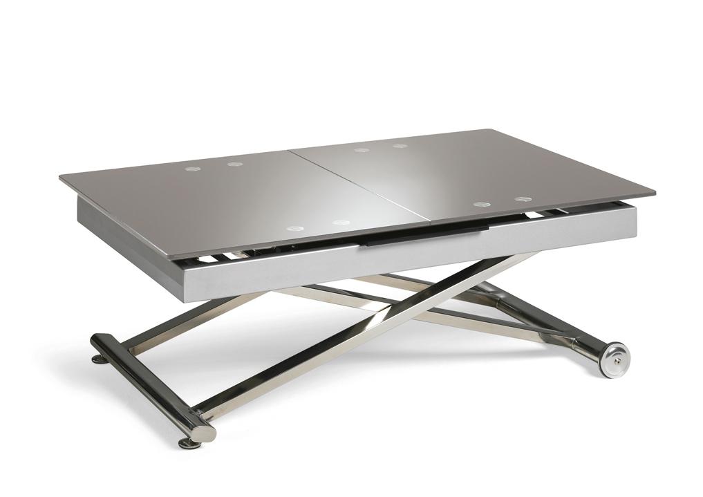 Table basse relevable extensible verre