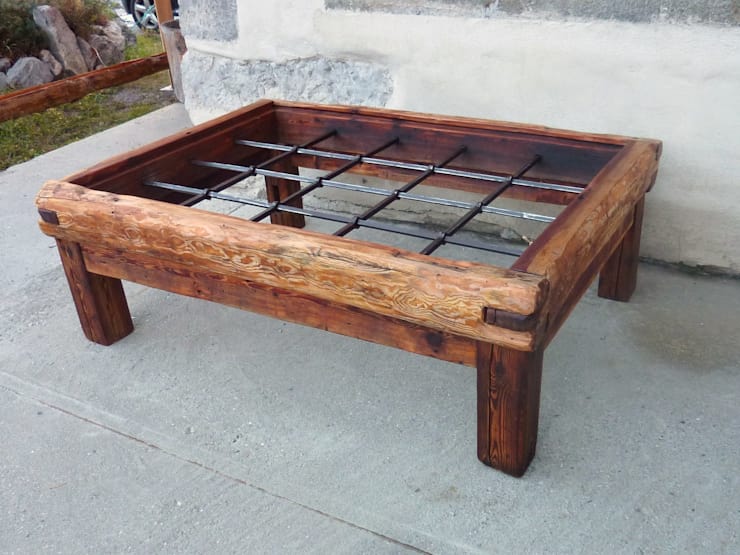 Table basse bois verre fer