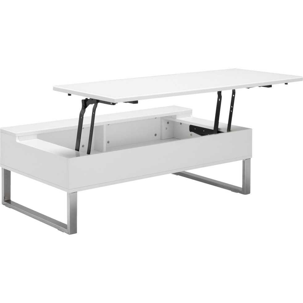 Table basse blanche avec tablette relevable novy