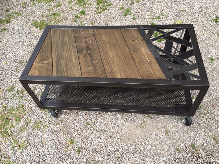 Table basse tole et bois