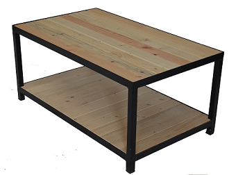 Table basse verre metal bois