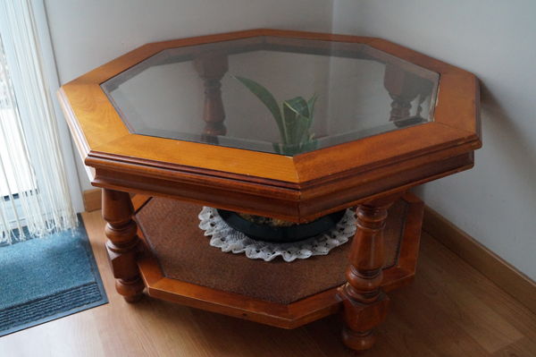 Table basse bois octogonale