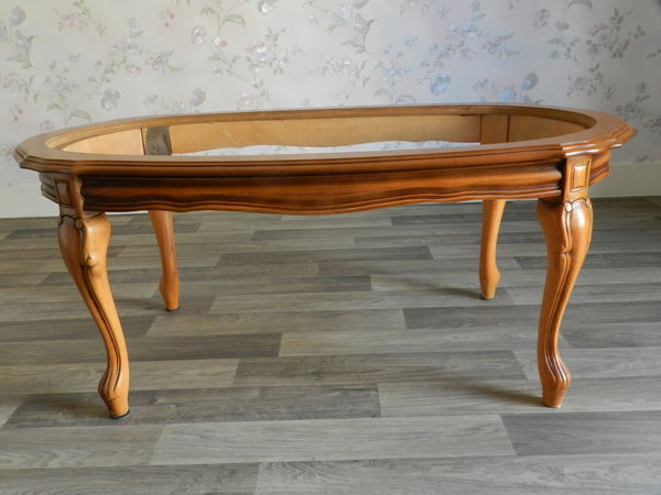 Table basse marbre et merisier