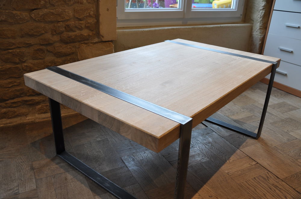 Table basse acier bois design