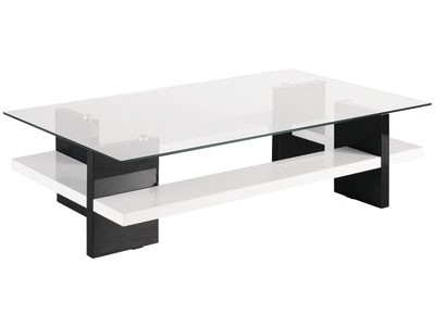 Table basse verre et bois noir
