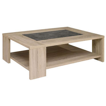 Table basse en verre avec grosse roue