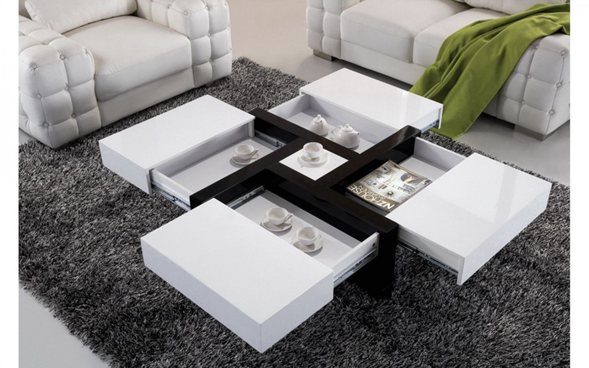 Table basse design noir et blanc laqué