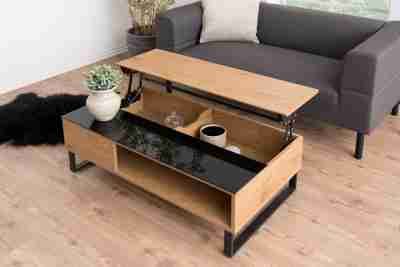 Table basse relevable a piston