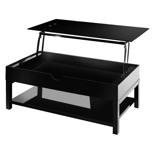 Table basse plateau relevable noire