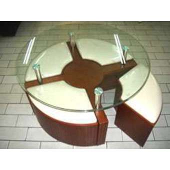 Table basse ronde pouf intégré