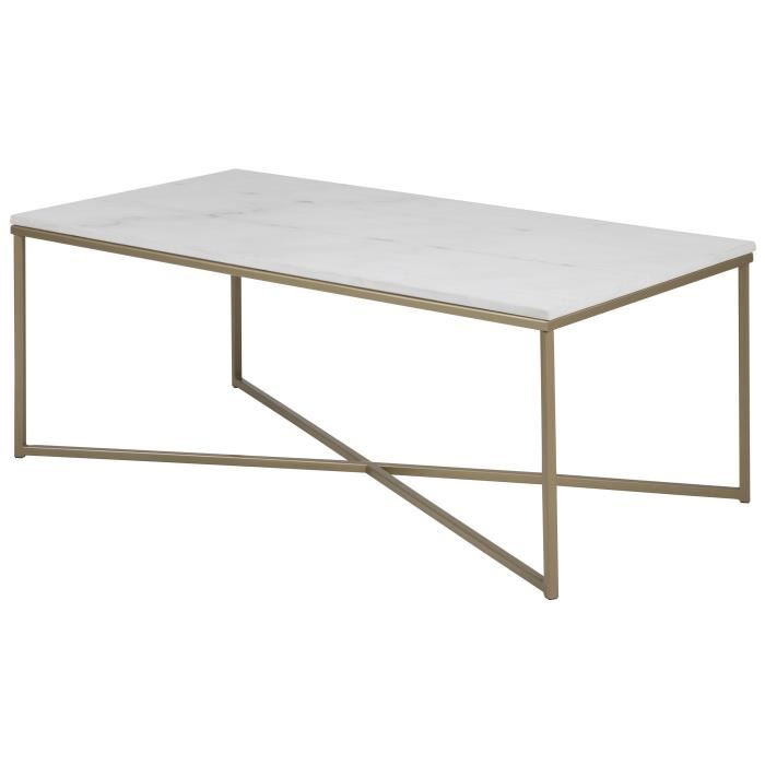 Table basse plateau marbre blanc