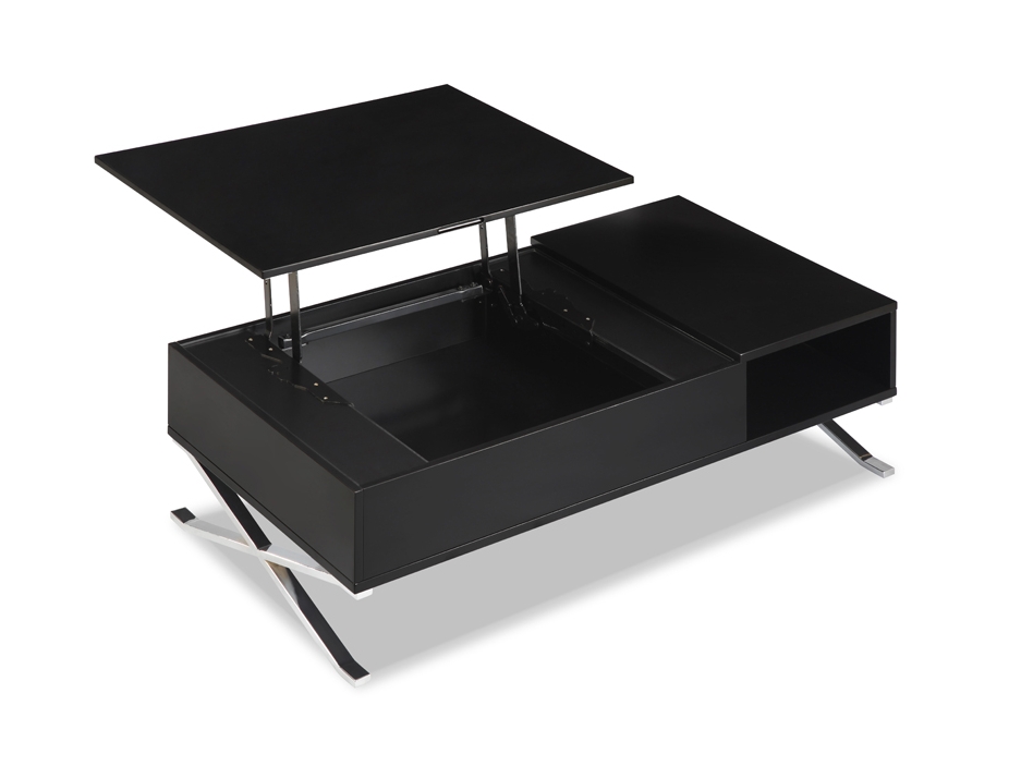 Table basse relevable laquée noir