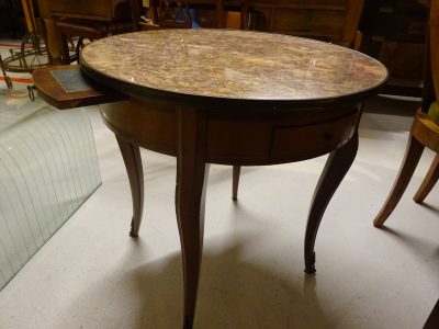 Table basse merisier avec marbre