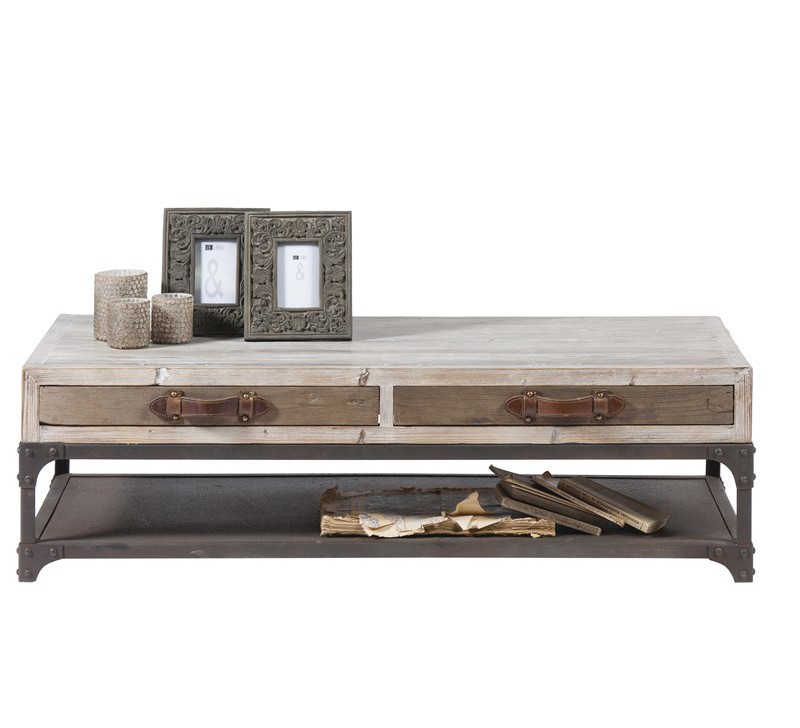 Table basse salon bois vieilli