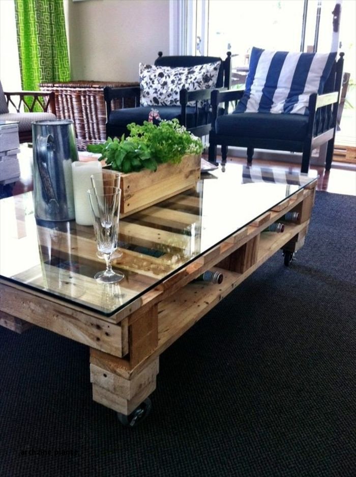 Table basse palette plante