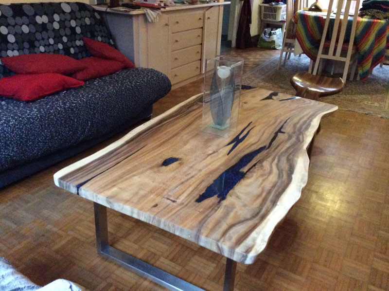 Table basse tronc bois
