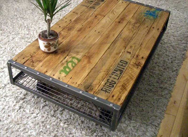 Table basse bois metal a faire soi meme