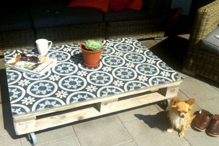 Table basse palette carreaux de ciment