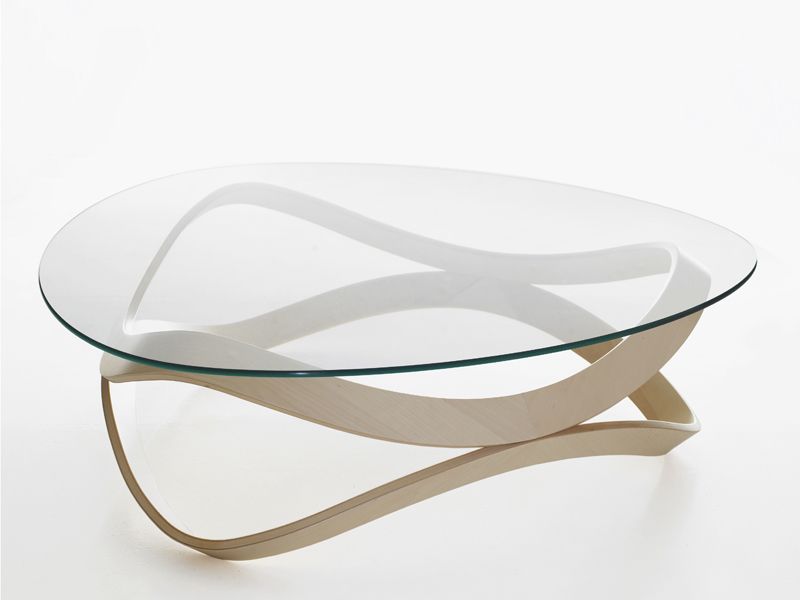 Table basse ronde verre bois