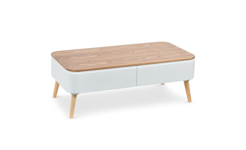 Table basse scandinave ronde forme plateau gris