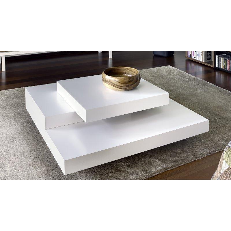Table basse carrée blanche bois
