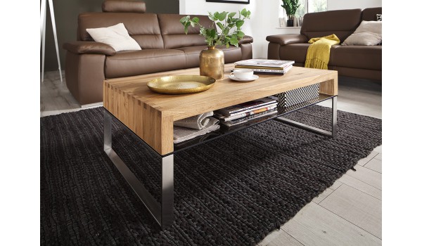 Table basse metal bois verre